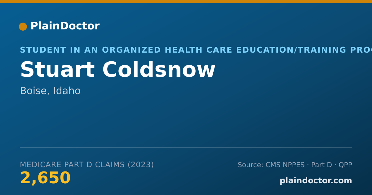 Shareable card for Stuart Coldsnow - Student in an Organized Health Care Education/Training Program, Boise, ID