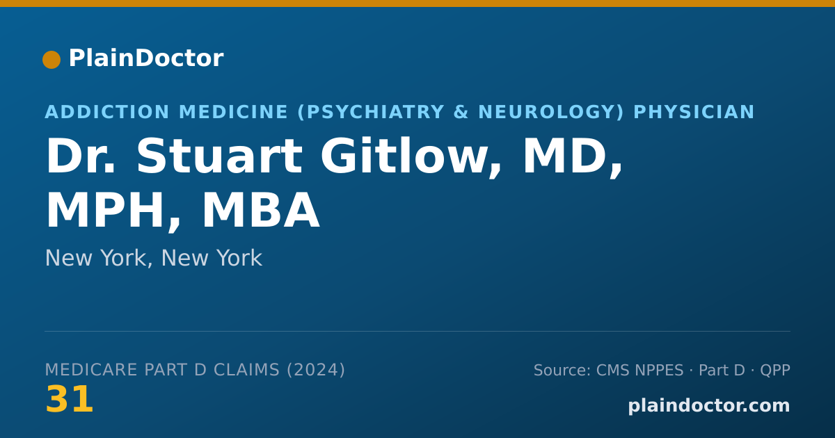 Shareable card for Stuart Gitlow, MD, MPH, MBA - Addiction Medicine (Psychiatry & Neurology) Physician, New York, NY