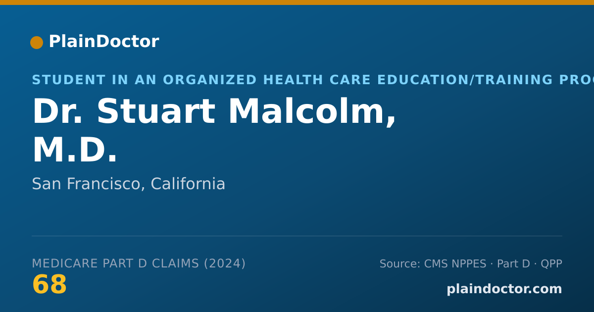 Shareable card for Stuart Malcolm, M.D. - Student in an Organized Health Care Education/Training Program, San Francisco, CA