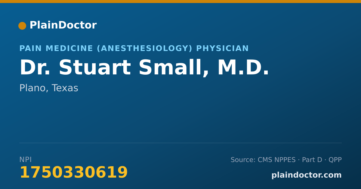 Shareable card for Stuart Small, M.D. - Pain Medicine (Anesthesiology) Physician, Plano, TX