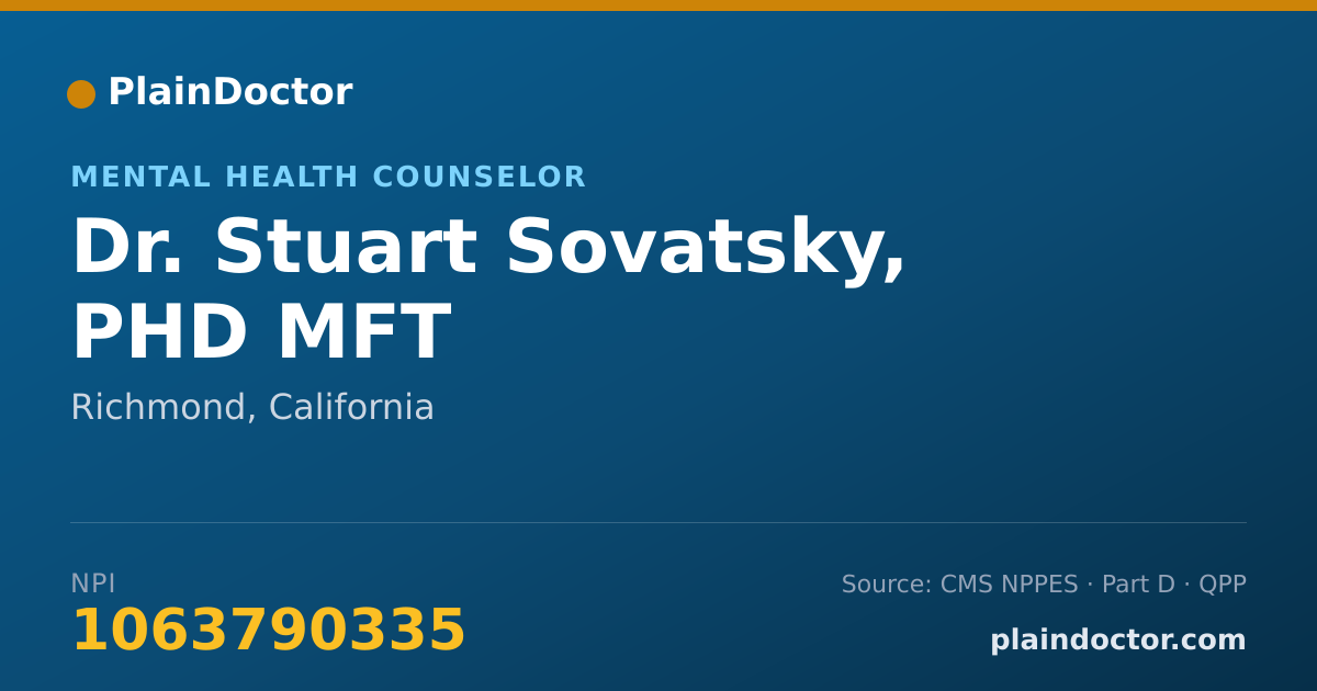 Shareable card for Stuart Sovatsky, PHD MFT - Mental Health Counselor, Richmond, CA