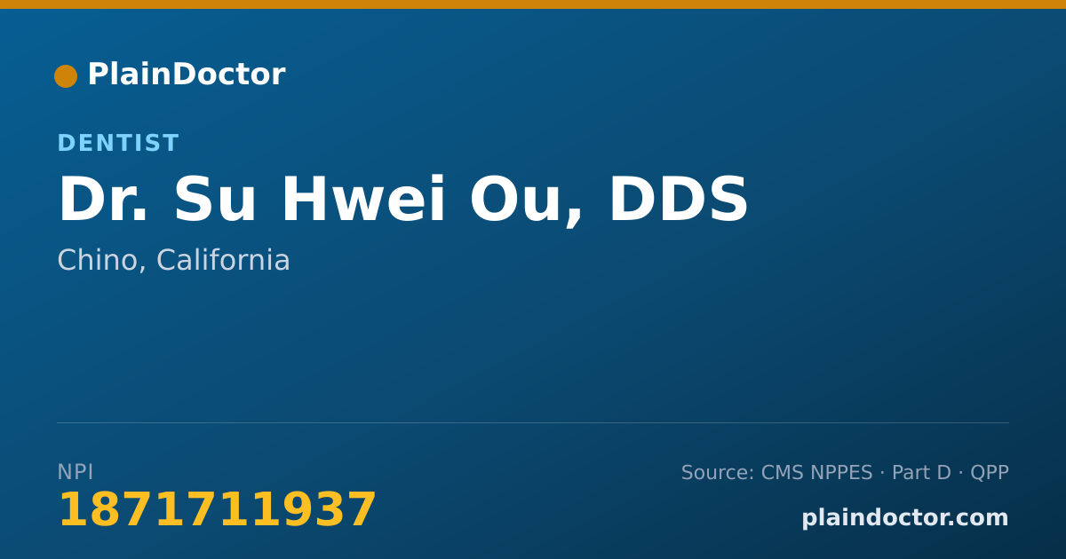 Shareable card for Su Hwei Ou, DDS - Dentist, Chino, CA
