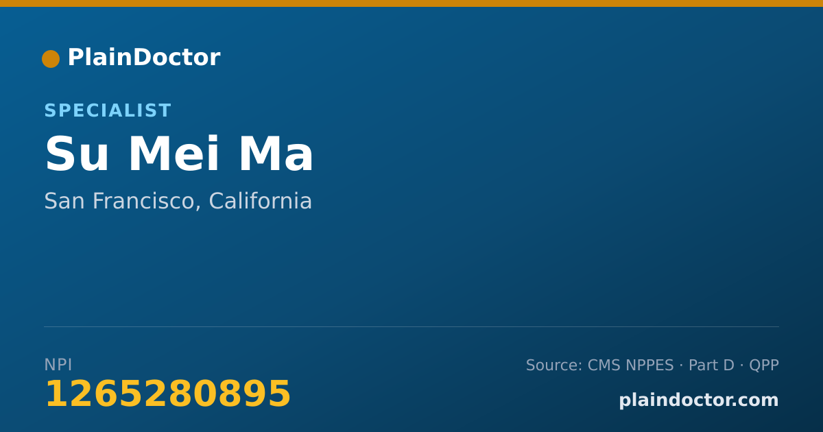 Shareable card for Su Mei Ma - Specialist, San Francisco, CA