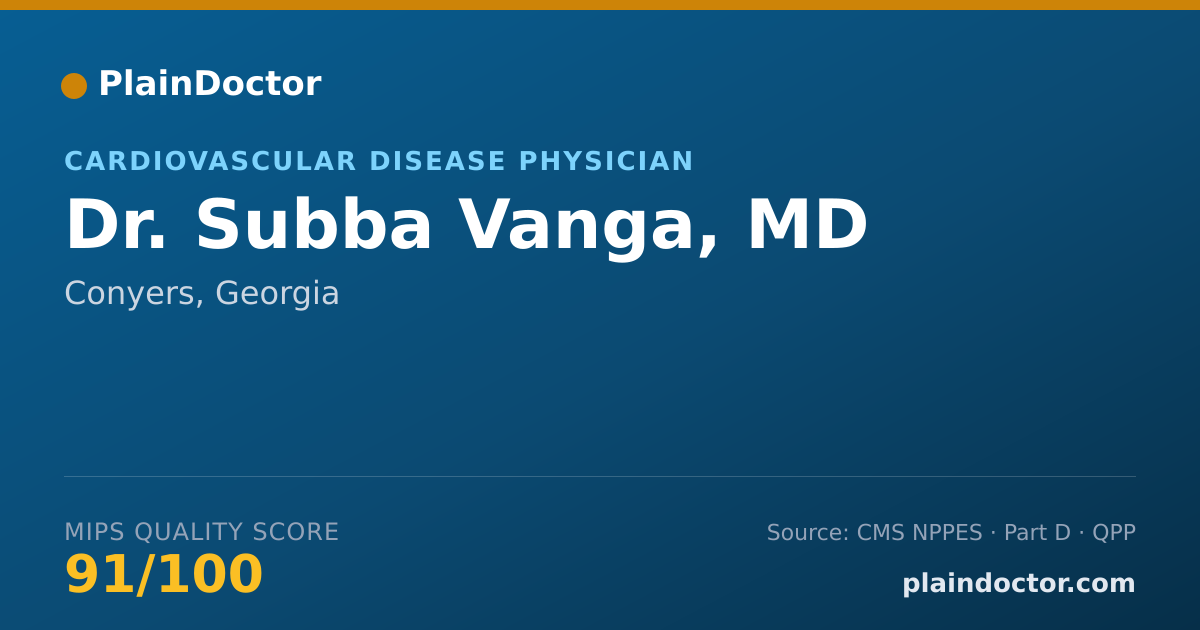 Shareable card for Subba Vanga, MD - Cardiovascular Disease Physician, Conyers, GA
