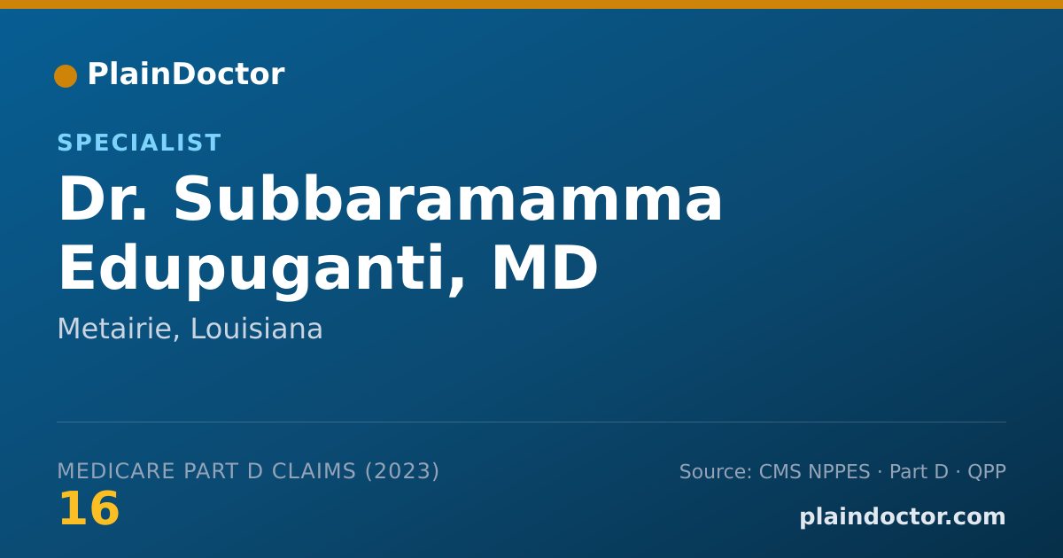 Shareable card for Subbaramamma Edupuganti, MD - Specialist, Metairie, LA