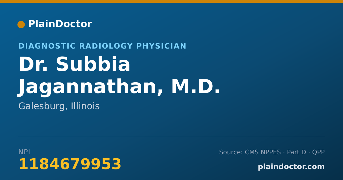 Shareable card for Subbia Jagannathan, M.D. - Diagnostic Radiology Physician, Galesburg, IL