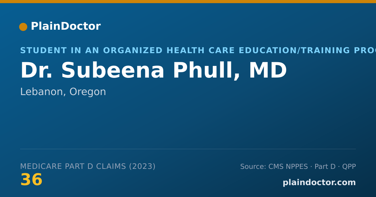 Shareable card for Subeena Phull, MD - Student in an Organized Health Care Education/Training Program, Lebanon, OR