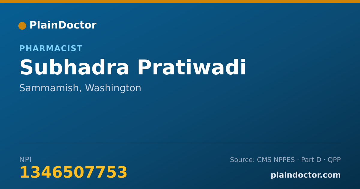 Shareable card for Subhadra Pratiwadi - Pharmacist, Sammamish, WA