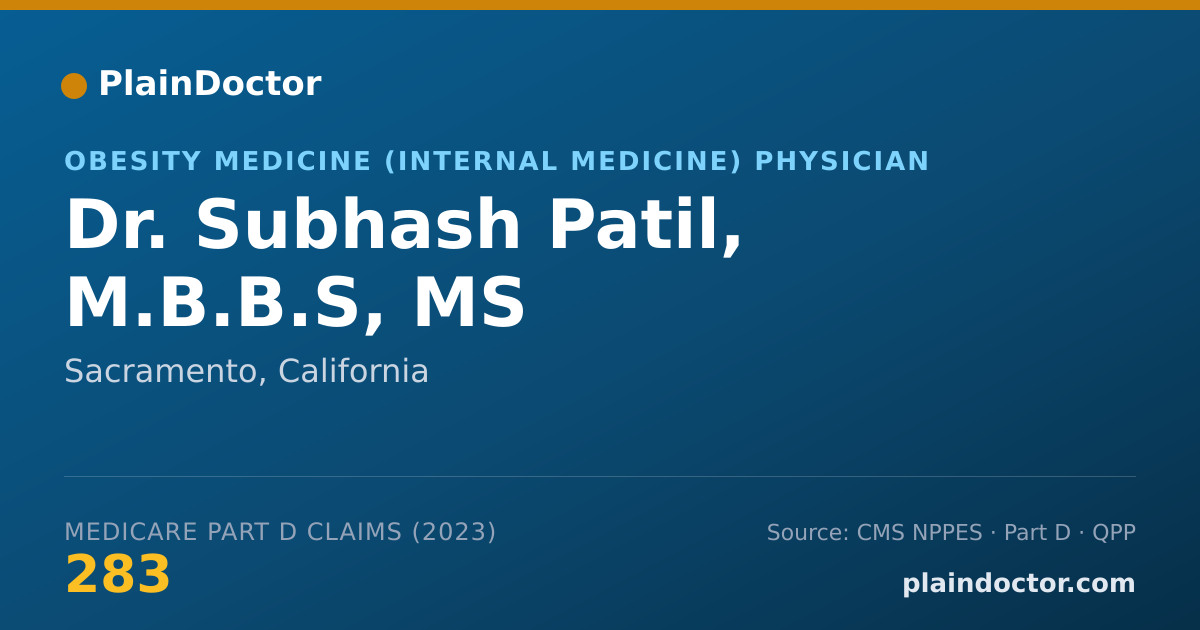 Shareable card for Subhash Patil, M.B.B.S, MS - Obesity Medicine (Internal Medicine) Physician, Sacramento, CA