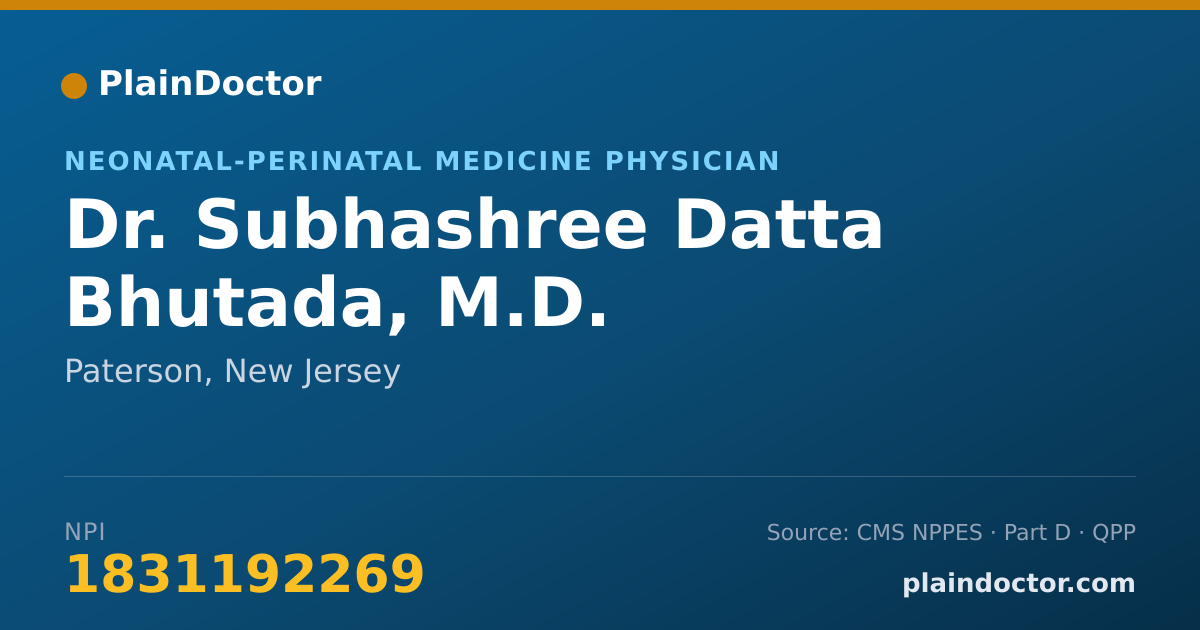 Shareable card for Subhashree Datta Bhutada, M.D. - Neonatal-Perinatal Medicine Physician, Paterson, NJ
