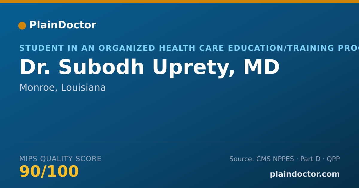 Shareable card for Subodh Uprety, MD - Student in an Organized Health Care Education/Training Program, Monroe, LA