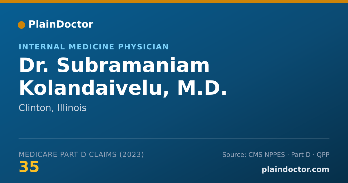 Shareable card for Subramaniam Kolandaivelu, M.D. - Internal Medicine Physician, Clinton, IL