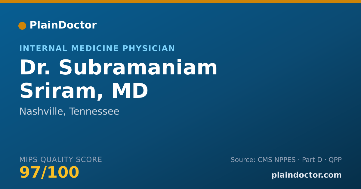 Shareable card for Subramaniam Sriram, MD - Internal Medicine Physician, Nashville, TN