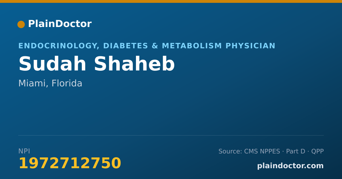 Shareable card for Sudah Shaheb - Endocrinology, Diabetes & Metabolism Physician, Miami, FL