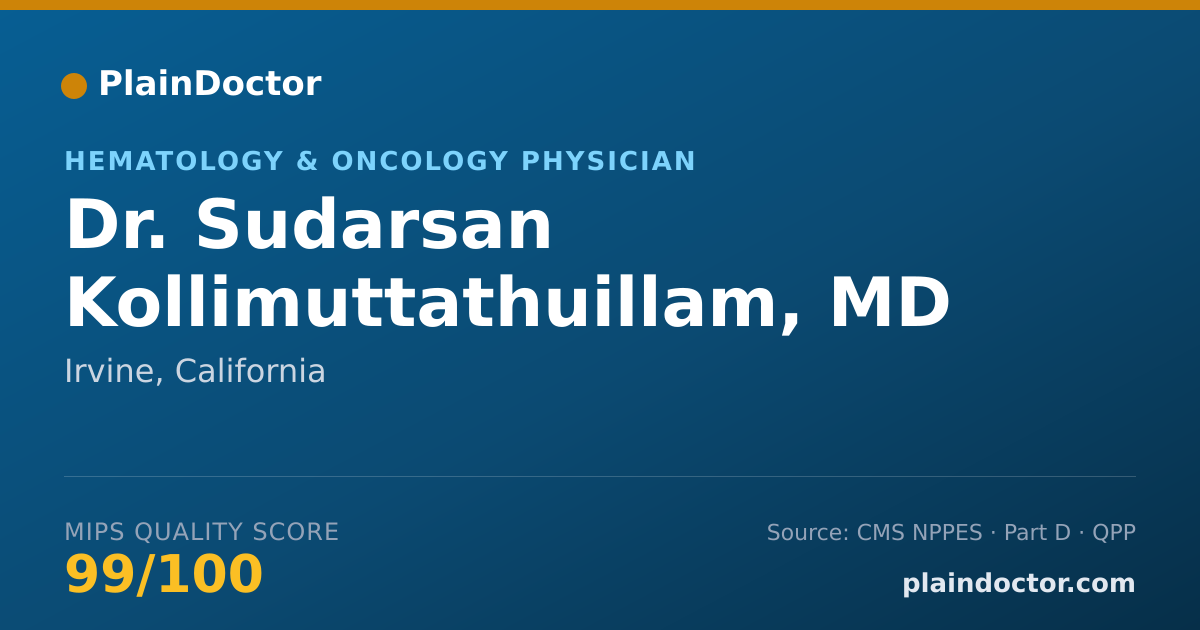 Shareable card for Sudarsan Kollimuttathuillam, MD - Hematology & Oncology Physician, Irvine, CA