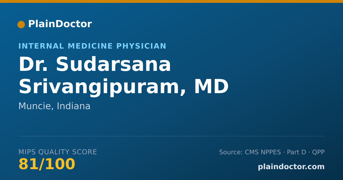 Shareable card for Sudarsana Srivangipuram, MD - Internal Medicine Physician, Muncie, IN