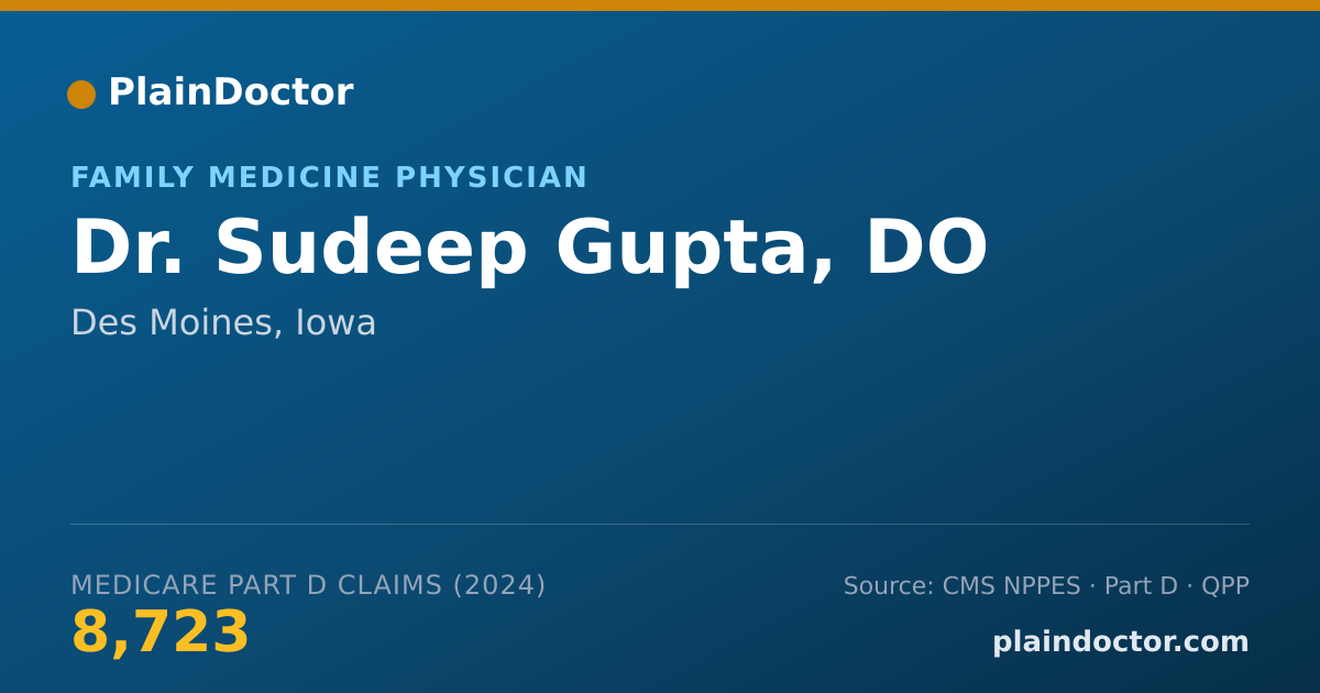 Shareable card for Sudeep Gupta, DO - Family Medicine Physician, Des Moines, IA