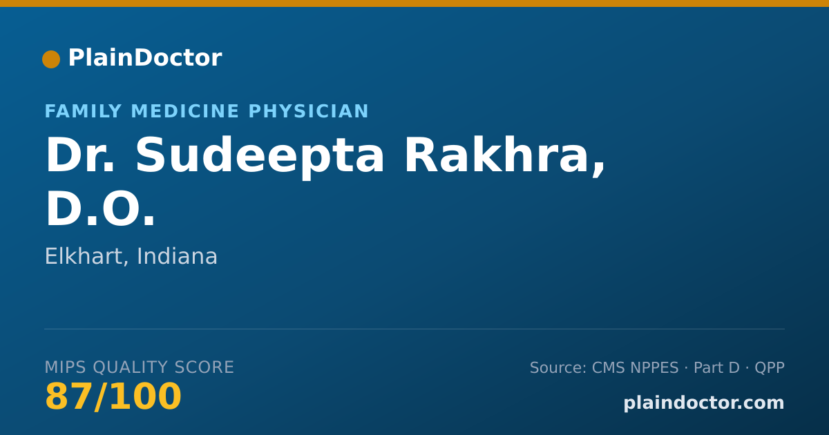 Shareable card for Sudeepta Rakhra, D.O. - Family Medicine Physician, Elkhart, IN
