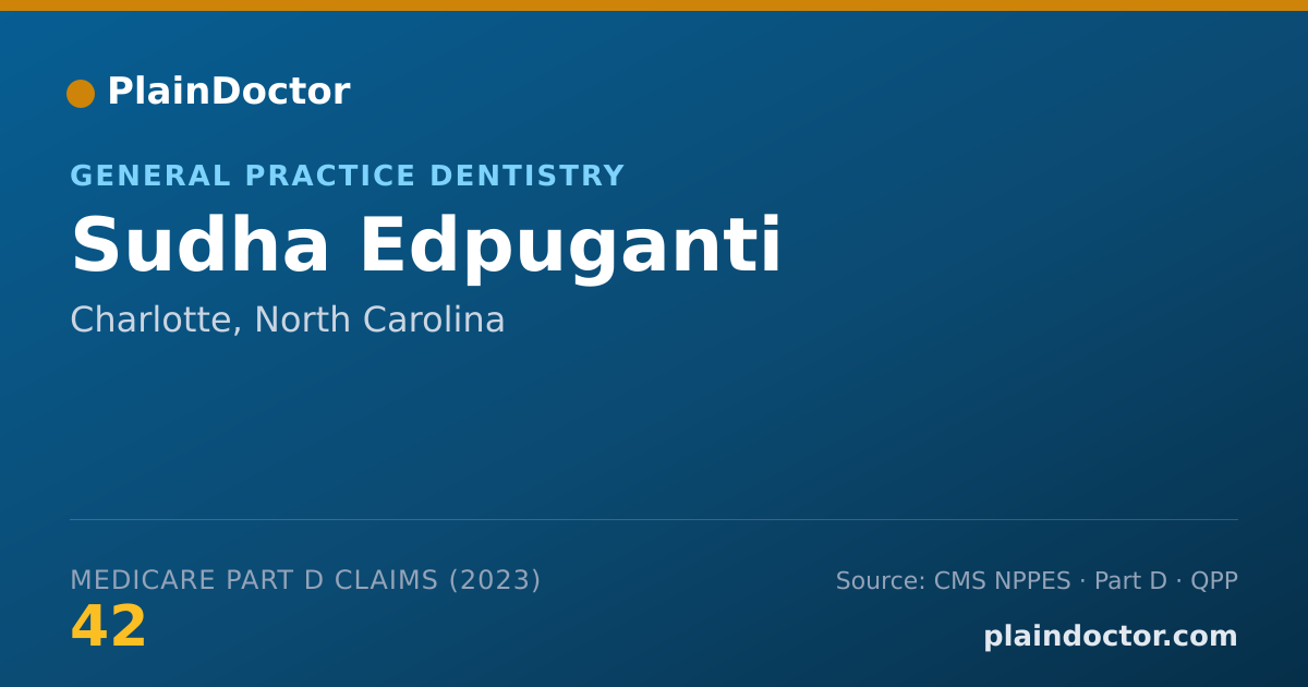 Shareable card for Sudha Edpuganti - General Practice Dentistry, Charlotte, NC
