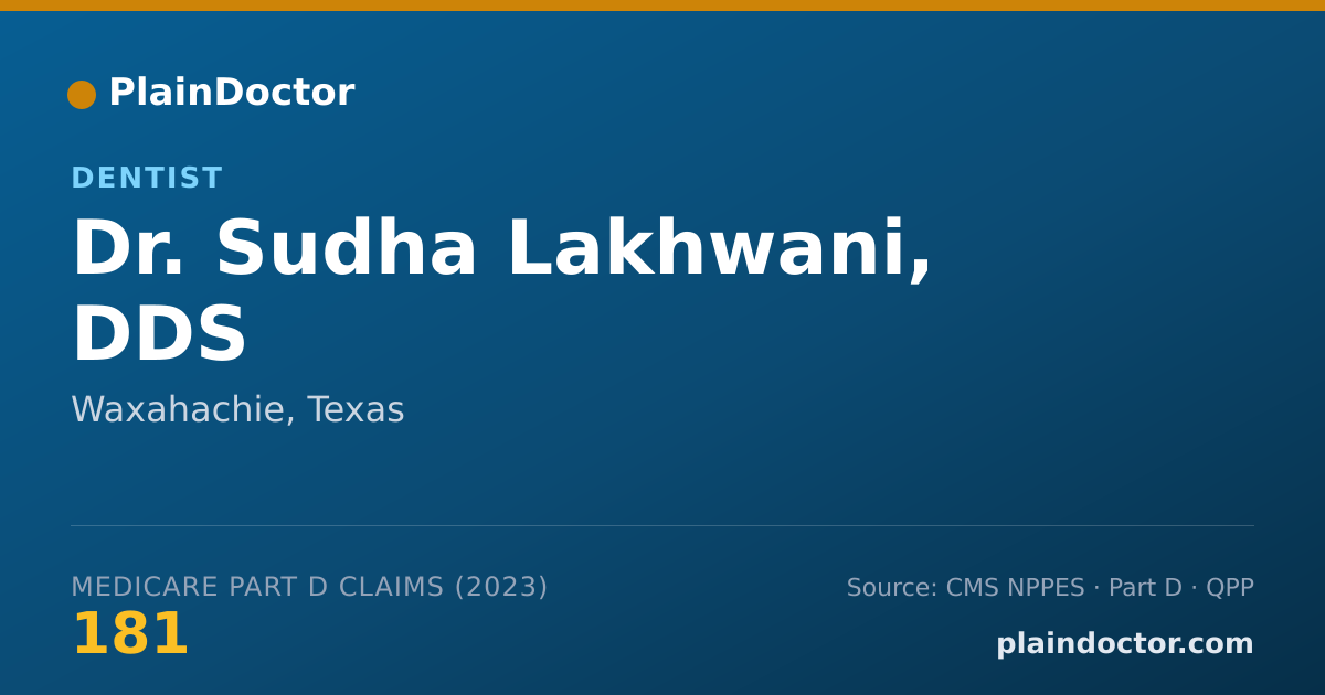 Shareable card for Sudha Lakhwani, DDS - Dentist, Waxahachie, TX