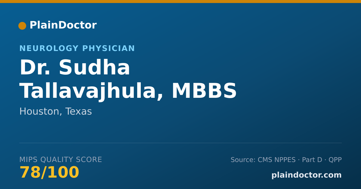 Shareable card for Sudha Tallavajhula, MBBS - Neurology Physician, Houston, TX