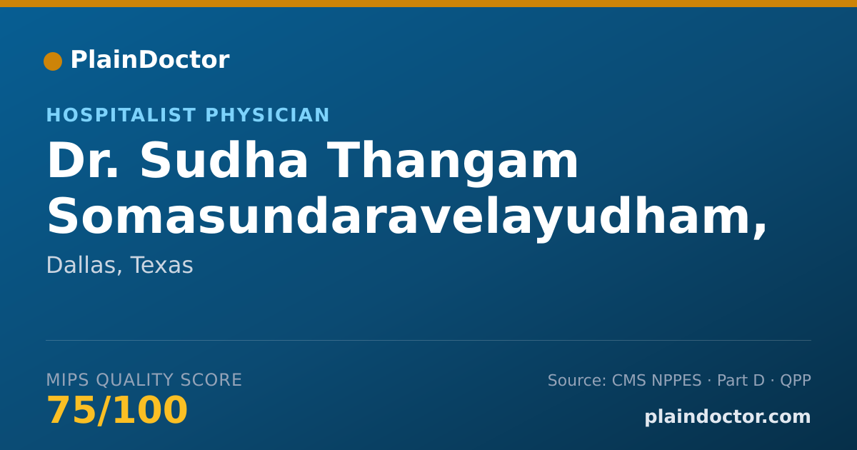 Shareable card for Sudha Thangam Somasundaravelayudham, M.D. - Hospitalist Physician, Dallas, TX