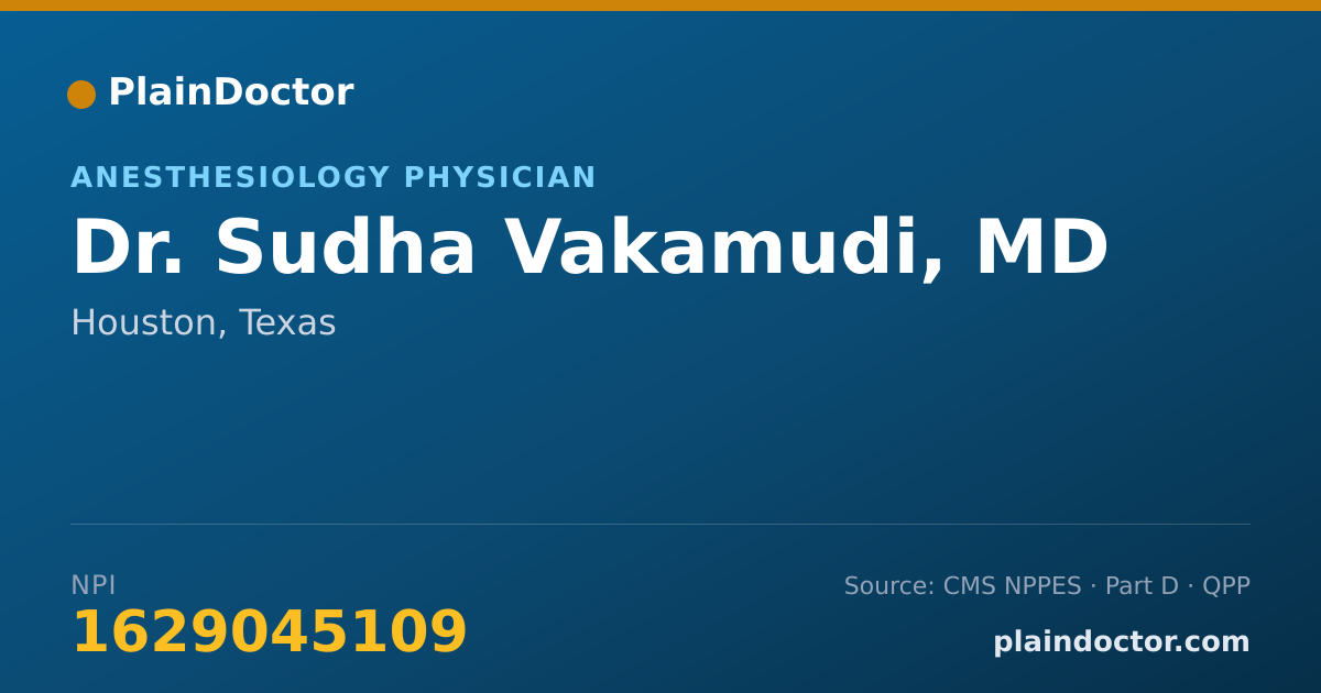 Shareable card for Sudha Vakamudi, MD - Anesthesiology Physician, Houston, TX