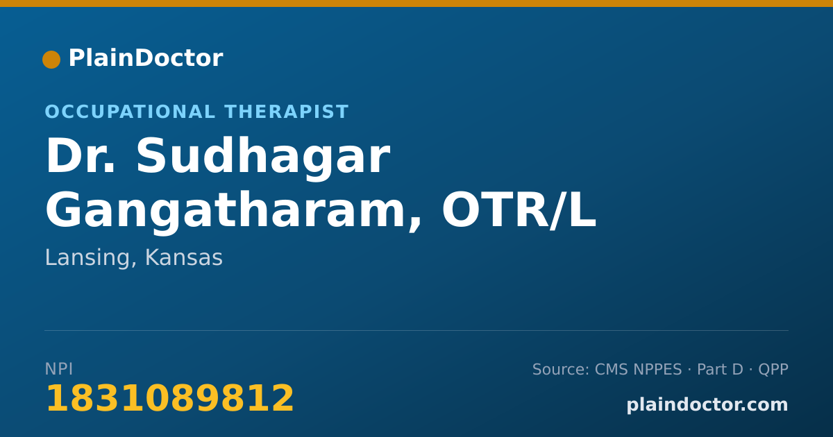 Shareable card for Sudhagar Gangatharam, OTR/L - Occupational Therapist, Lansing, KS