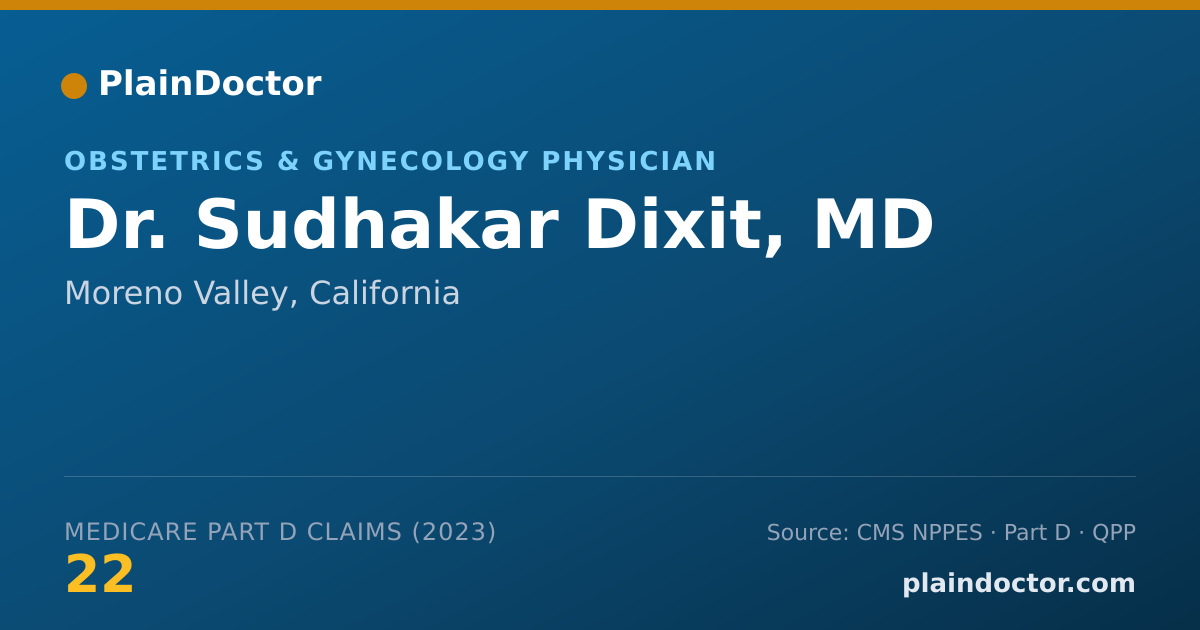Shareable card for Sudhakar Dixit, MD - Obstetrics & Gynecology Physician, Moreno Valley, CA