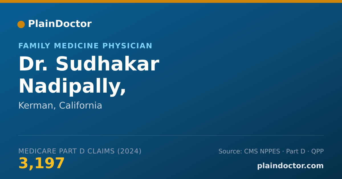 Shareable card for Sudhakar Nadipally, M.B.B.S.,M.P.H.,M.D. - Family Medicine Physician, Kerman, CA
