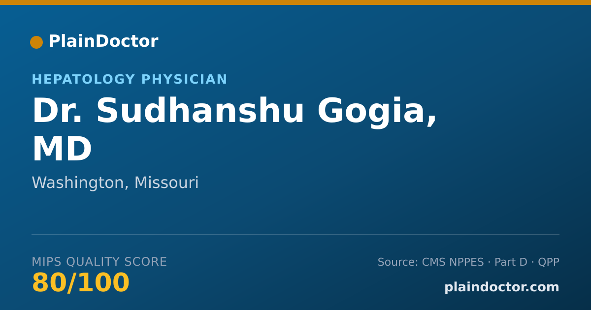 Shareable card for Sudhanshu Gogia, MD - Hepatology Physician, Washington, MO