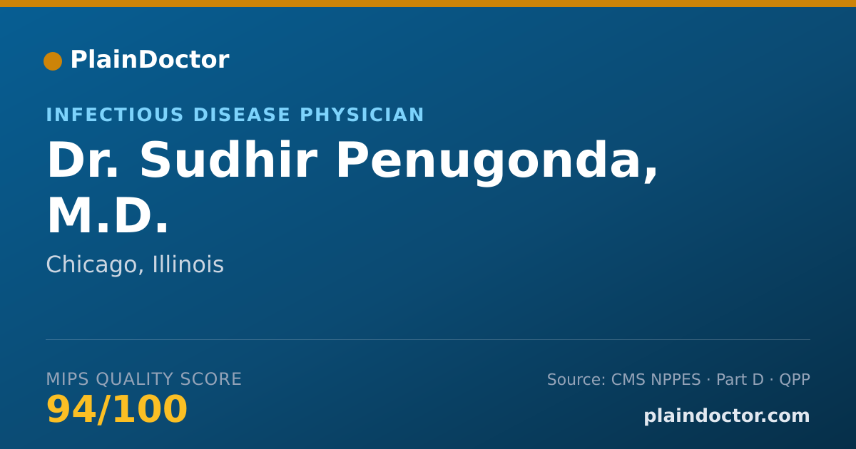 Shareable card for Sudhir Penugonda, M.D. - Infectious Disease Physician, Chicago, IL