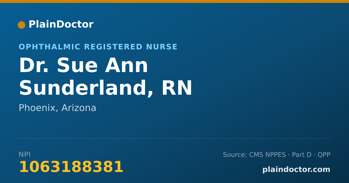 Shareable card for Sue Ann Sunderland, RN - Ophthalmic Registered Nurse, Phoenix, AZ