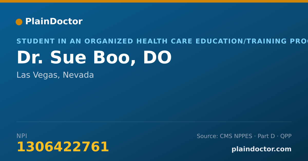 Shareable card for Sue Boo, DO - Student in an Organized Health Care Education/Training Program, Las Vegas, NV