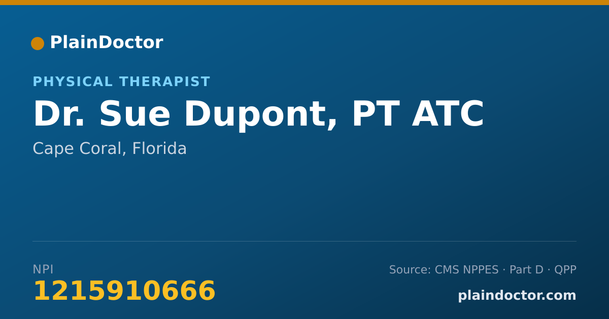 Shareable card for Sue Dupont, PT ATC - Physical Therapist, Cape Coral, FL
