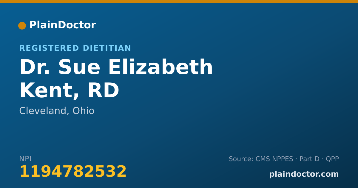 Shareable card for Sue Elizabeth Kent, RD - Registered Dietitian, Cleveland, OH