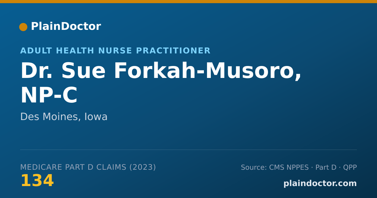 Shareable card for Sue Forkah-Musoro, NP-C - Adult Health Nurse Practitioner, Des Moines, IA