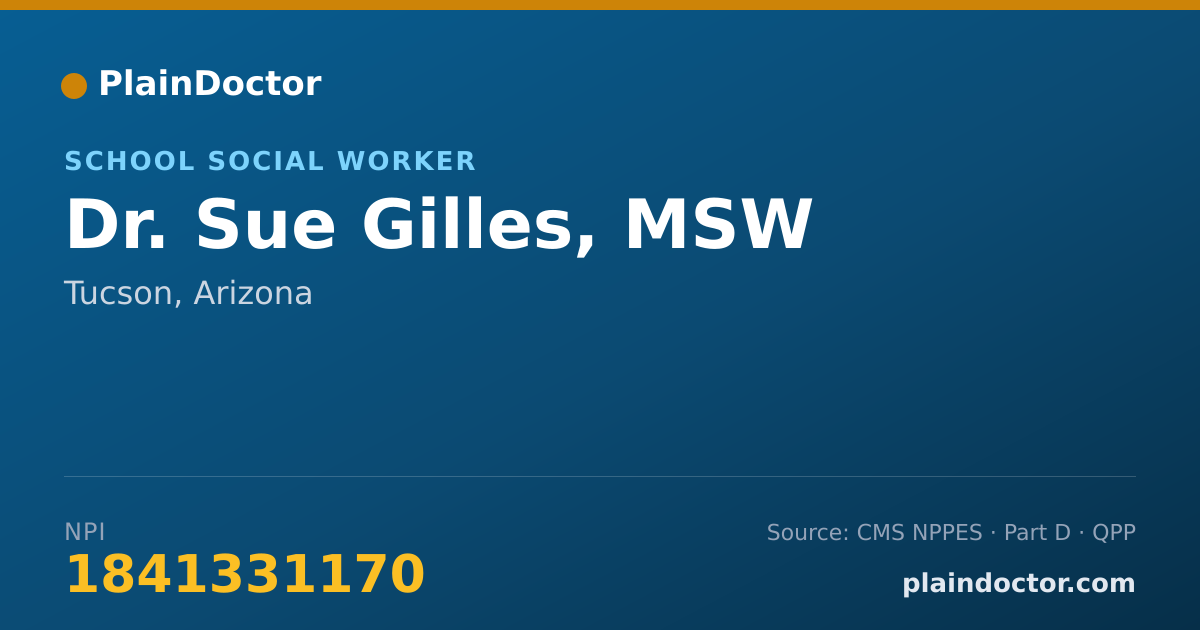 Shareable card for Sue Gilles, MSW - School Social Worker, Tucson, AZ
