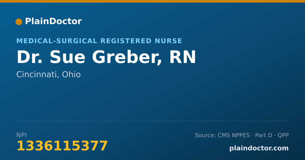 Shareable card for Sue Greber, RN - Medical-Surgical Registered Nurse, Cincinnati, OH