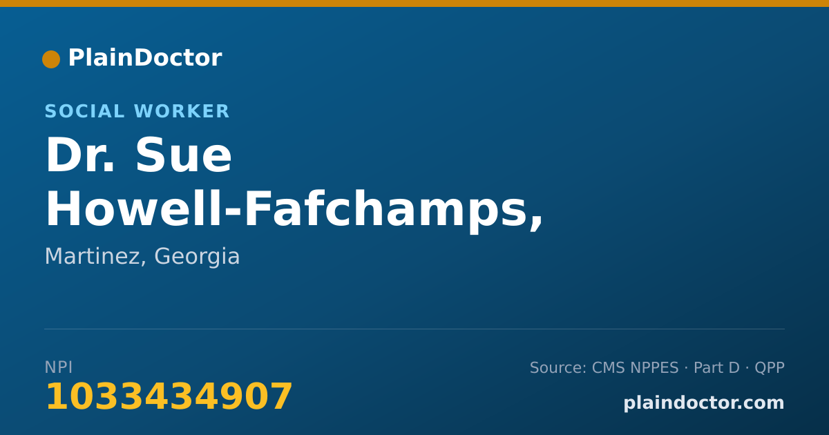 Shareable card for Sue Howell-Fafchamps, LCSW, LMSW,LISW-CP - Social Worker, Martinez, GA