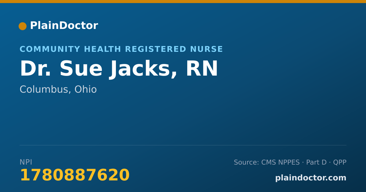 Shareable card for Sue Jacks, RN - Community Health Registered Nurse, Columbus, OH