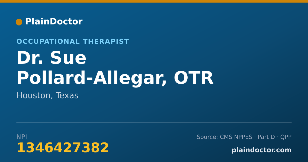 Shareable card for Sue Pollard-Allegar, OTR - Occupational Therapist, Houston, TX