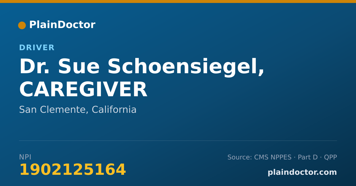 Shareable card for Sue Schoensiegel, CAREGIVER - Driver, San Clemente, CA