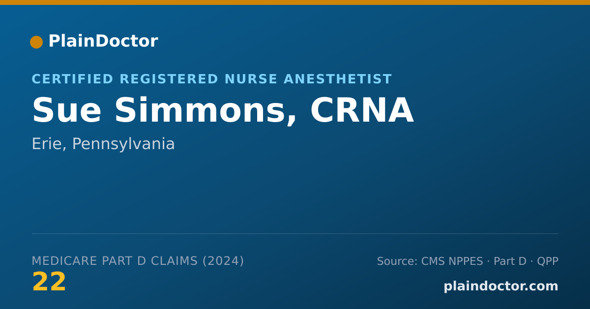 Shareable card for Sue Simmons, CRNA - Certified Registered Nurse Anesthetist, Erie, PA