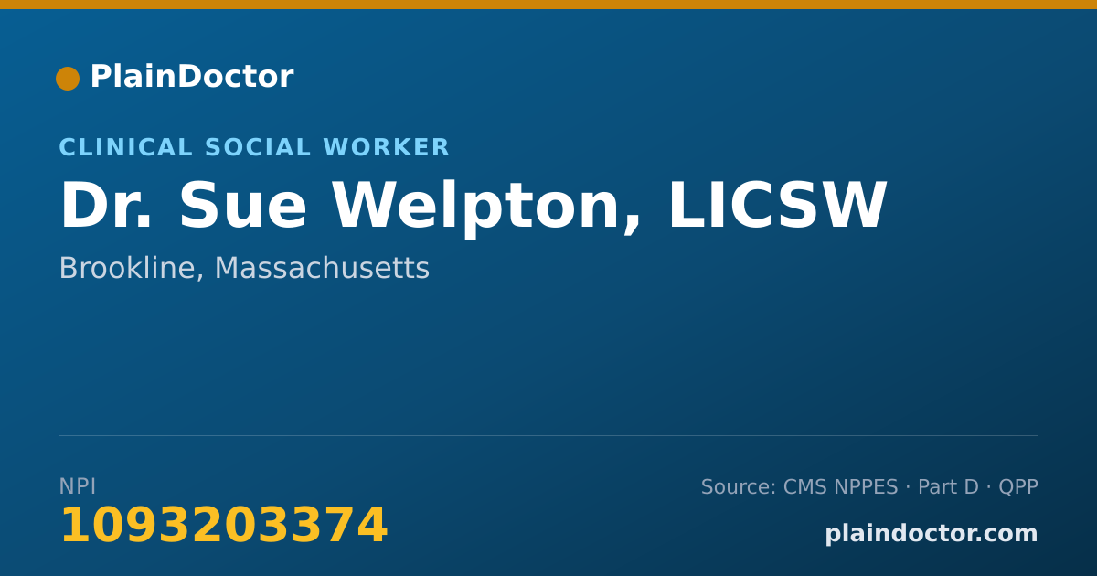 Shareable card for Sue Welpton, LICSW - Clinical Social Worker, Brookline, MA