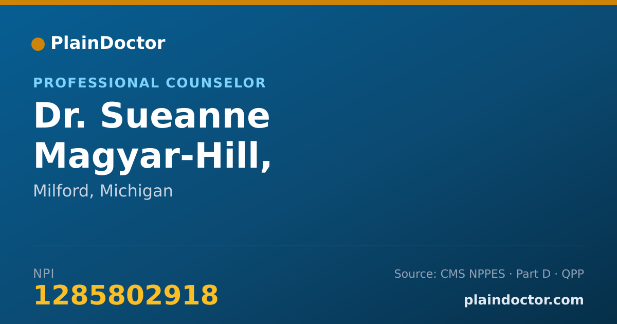 Shareable card for Sueanne Magyar-Hill, M.S.,PSY.D. - Professional Counselor, Milford, MI