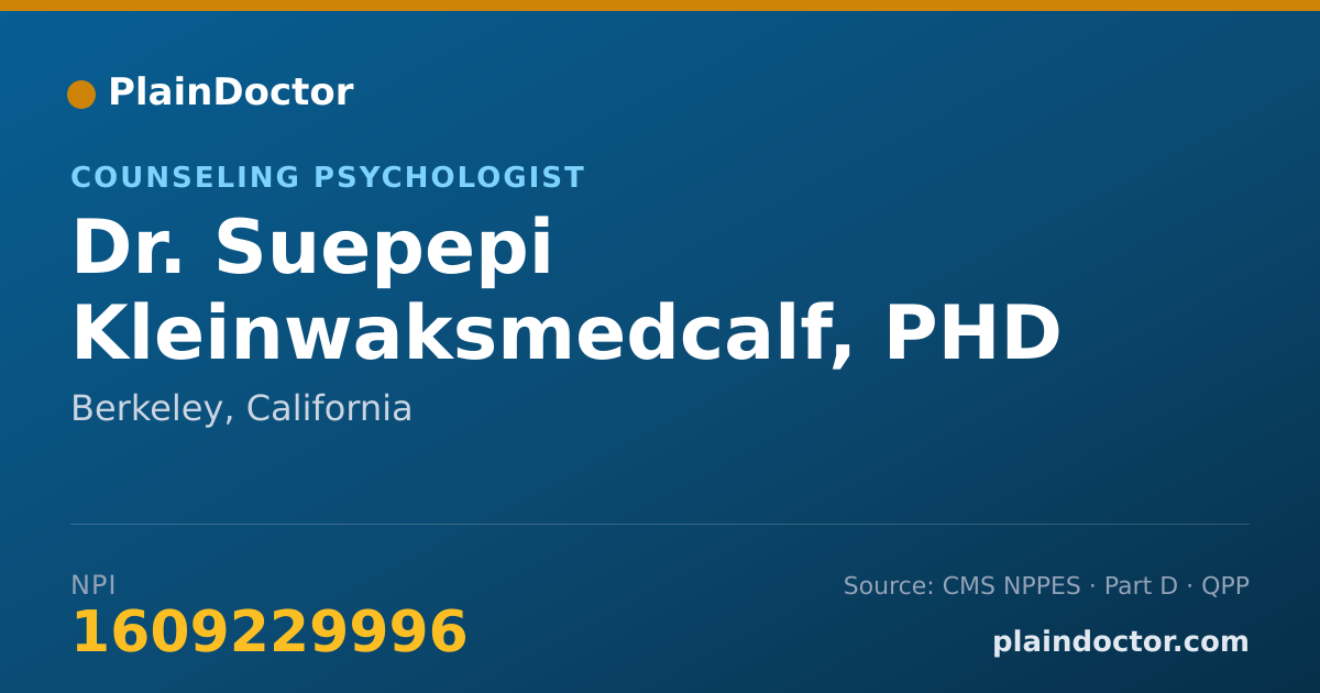 Shareable card for Suepepi Kleinwaksmedcalf, PHD - Counseling Psychologist, Berkeley, CA