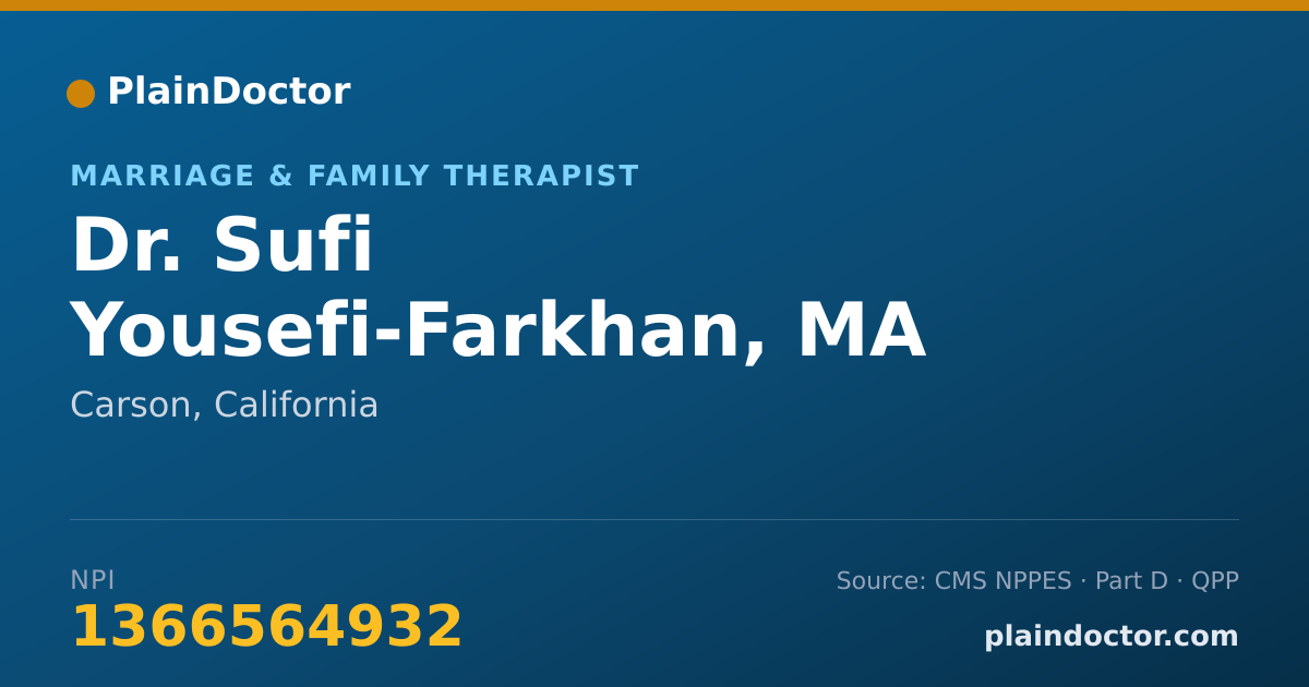 Shareable card for Sufi Yousefi-Farkhan, MA MFTI - Marriage & Family Therapist, Carson, CA