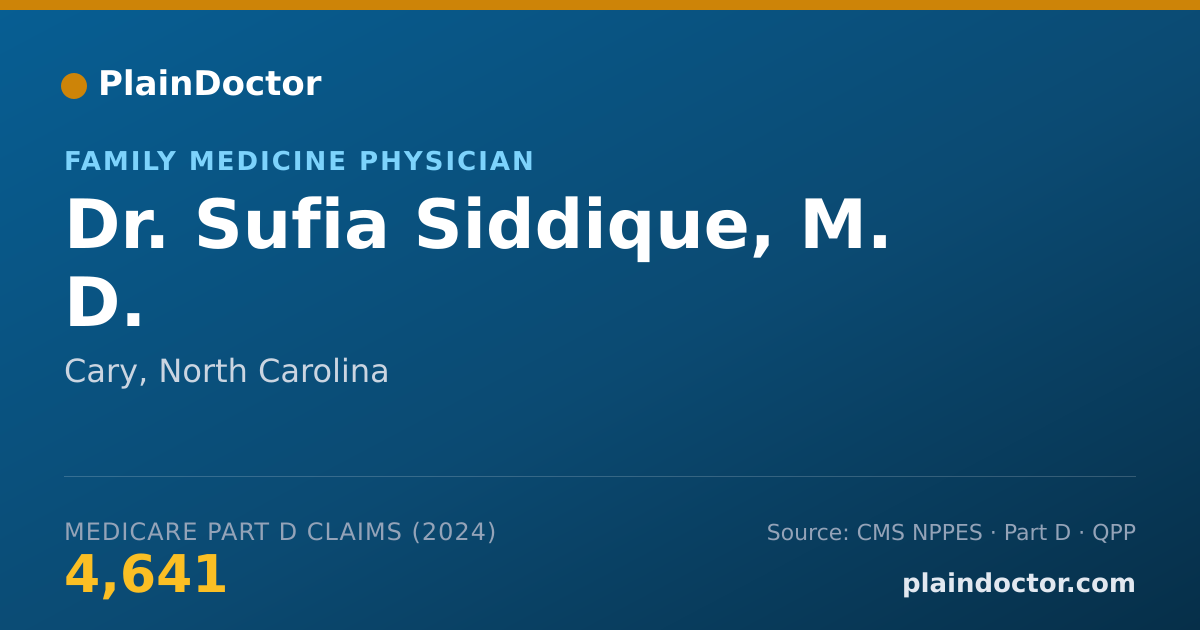 Shareable card for Sufia Siddique, M. D. - Family Medicine Physician, Cary, NC