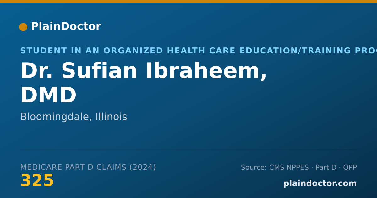 Shareable card for Sufian Ibraheem, DMD - Student in an Organized Health Care Education/Training Program, Bloomingdale, IL
